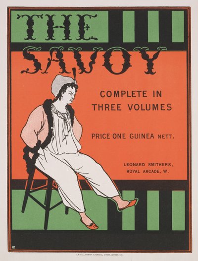 「サボイ：3巻で完結」の表紙のデザイン、1896年 作： Aubrey Beardsley